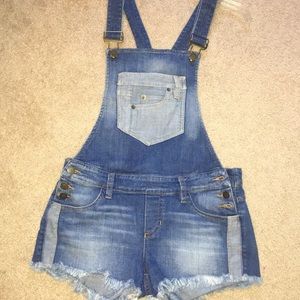 Guess denim cut off overalls